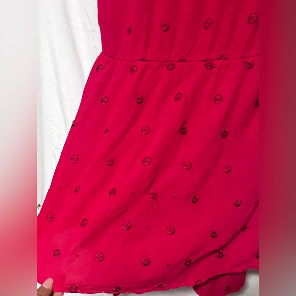 ANTHROPOLOGIE ETT:TWA Women’s M GREENBRIER EMBROIDERED Hot Pink Red ROMPER - Picture 8 of 11